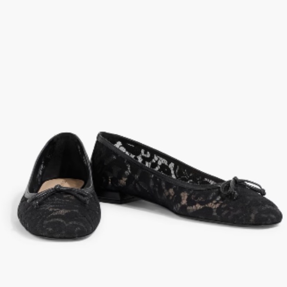 NEW STUART WEITZMAN ARABELLA LACE BALLET FLATS IN BLACK 9 39.5 EU